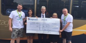 Stagecoach bus drivers participate in the Walk for Life to raise money for Kidney Wales